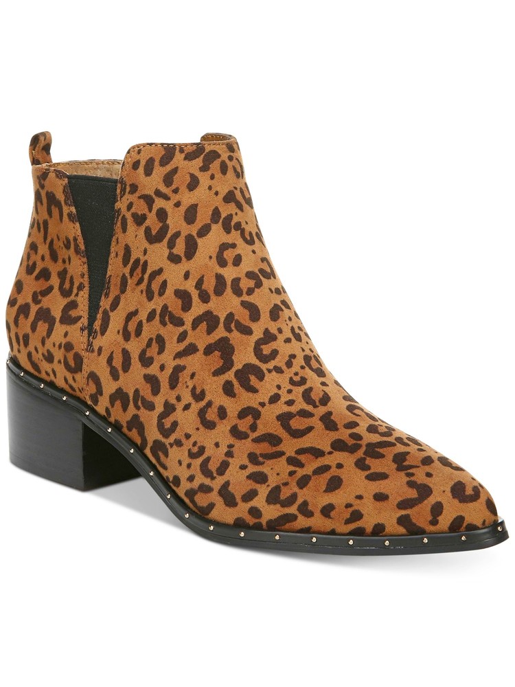 BAR III Womens Brown Leopard Print Gabby Almond Block Heel Slip On Booties 7 M