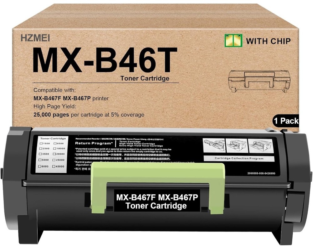 High Yield MXB46T MX-B46T Black Toner Cartridge with Chip Compatible for Sharp M