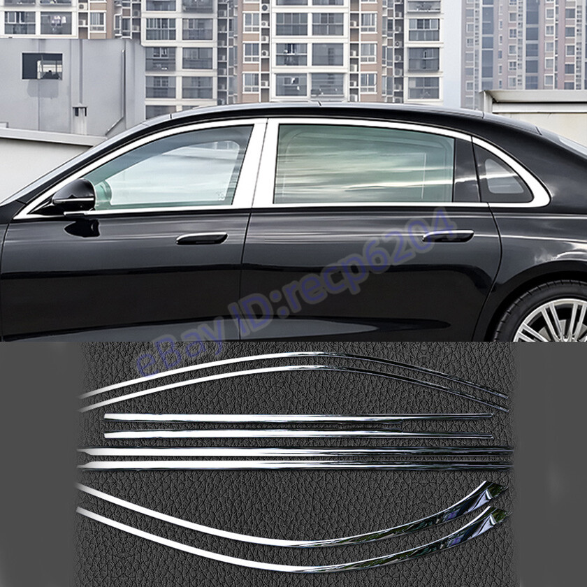 For Benz S-Class 2005-2013 Silver Steel Broaden Windows Sill Molding Cover Trim