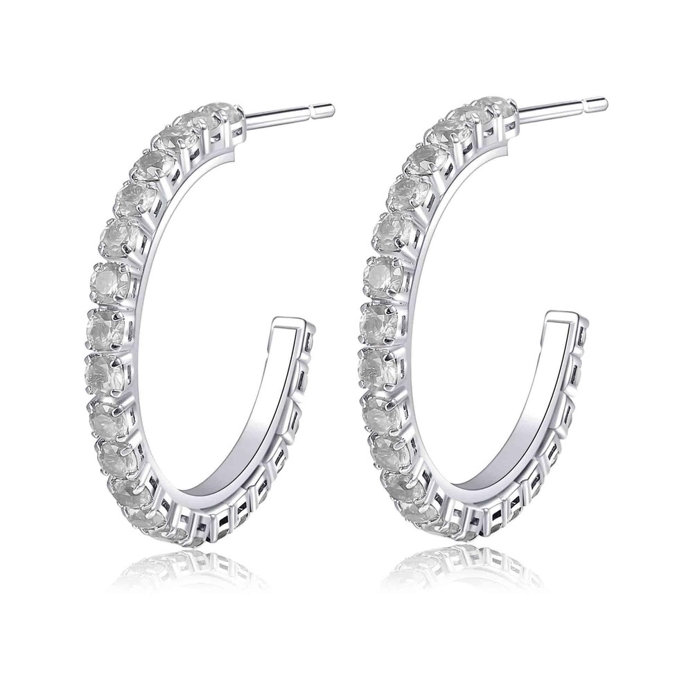 Trendy Austrian Crystal Open Hoop Earrings for Women 14K Gold Plated Hypoalle...
