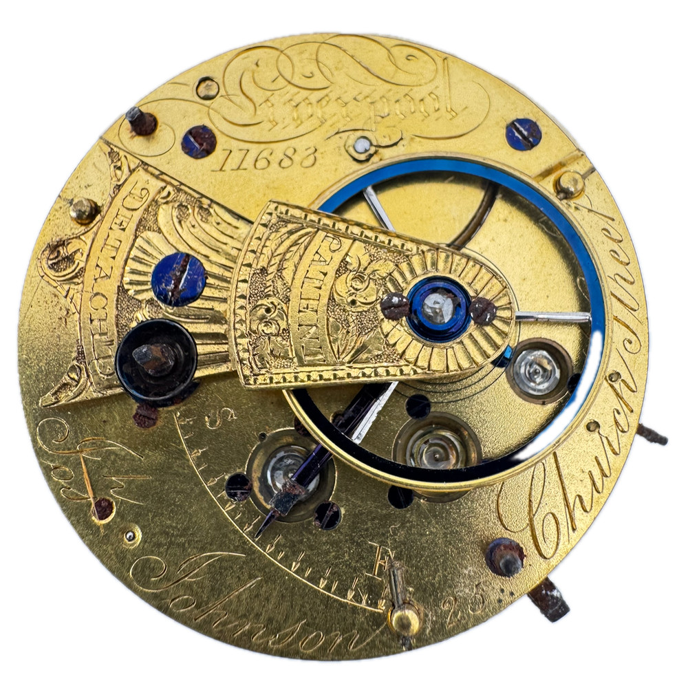 Antique 43mm Josh Johnson Church St Key Wind Fusee Pocket Watch Movement England
