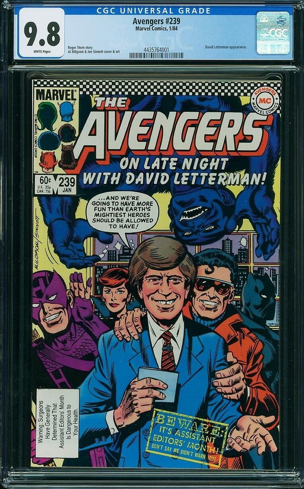 AVENGERS #239  CGC 9.8 - 1984, David Letterman cover and appearance