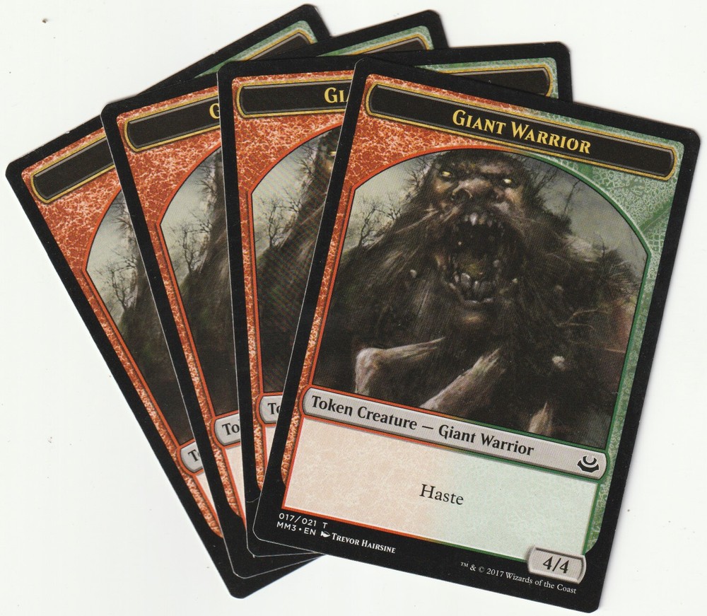 4 MTG Giant Warrior Tokens Playset – MM3/EN 2017 Magic The Gathering