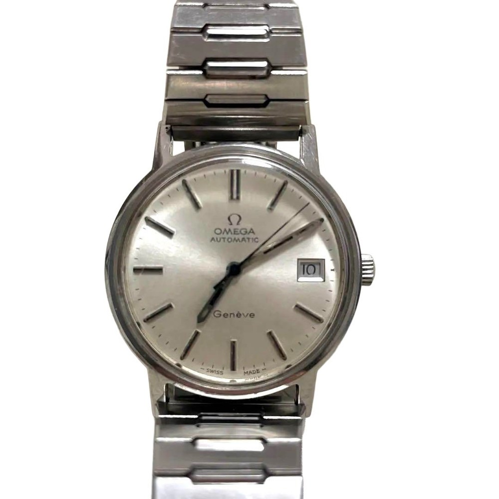 OMEGA Geneve Automatic Mens Watch Silver Dial Vintage Wristwatch Timepiece