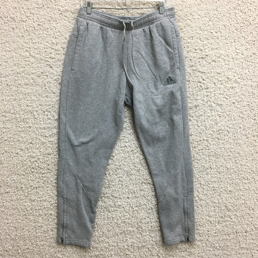 Adidas Pants Large Adult Gray Sweatpants Ankle Zip Athletic Sportswear Mens L