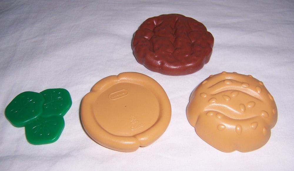 Vintage Play Food Little Tikes Fun With Food Hamburger W/ Bun and Pickles Burger