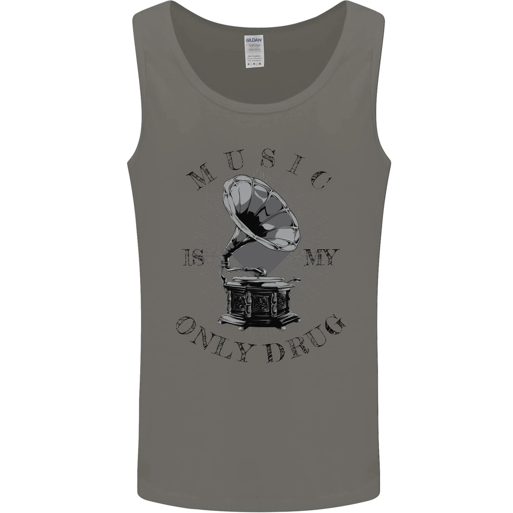 Music Is My Only Drug Funny DJ Vinyl Decks Mens Vest Tank Top