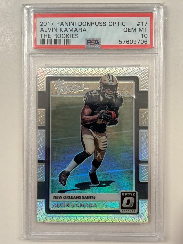 2017 Panini Donruss Optic Alvin Kamara The Rookies PSA GEM MINT 10 #17 PRIZM