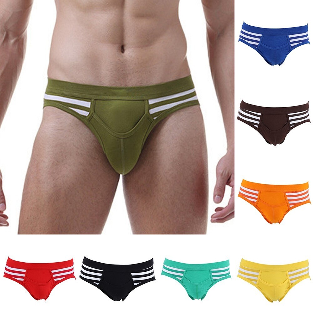 Mens Briefs Underwear Breathable Comfortable Cotton Middle-Waist Plus Size