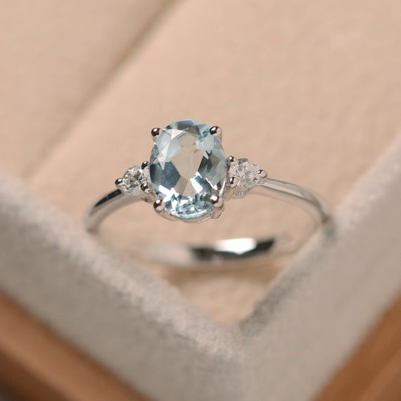 1.70 Ct Natural Aquamarine Diamond Engagement Proposal Ring 14K Solid White Gold