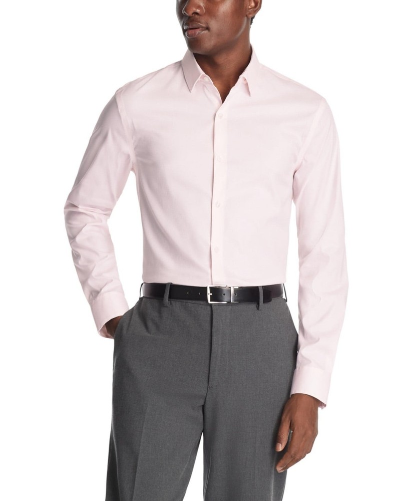 Calvin Klein Men Slim fit Dress Shirt Size XL 17-17.5 34-35 Pink