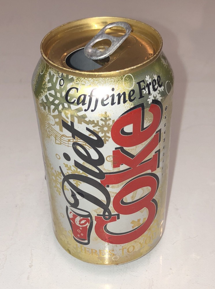 Coca-Cola Diet Coke “Caffeine Free” Gold Colored Soda Can Vintage 1997