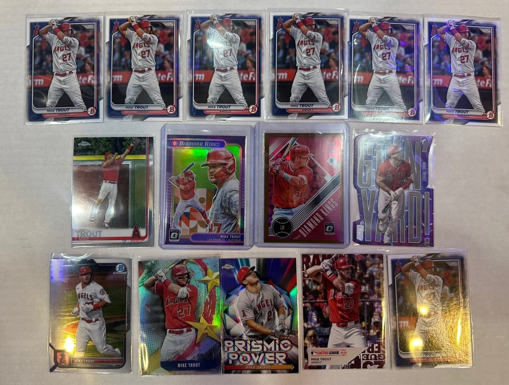 Inserto de 15 tarjetas de béisbol Mike Trout MLB, ¡Lote de tarjetas paralelas! Angels MVP 🔥