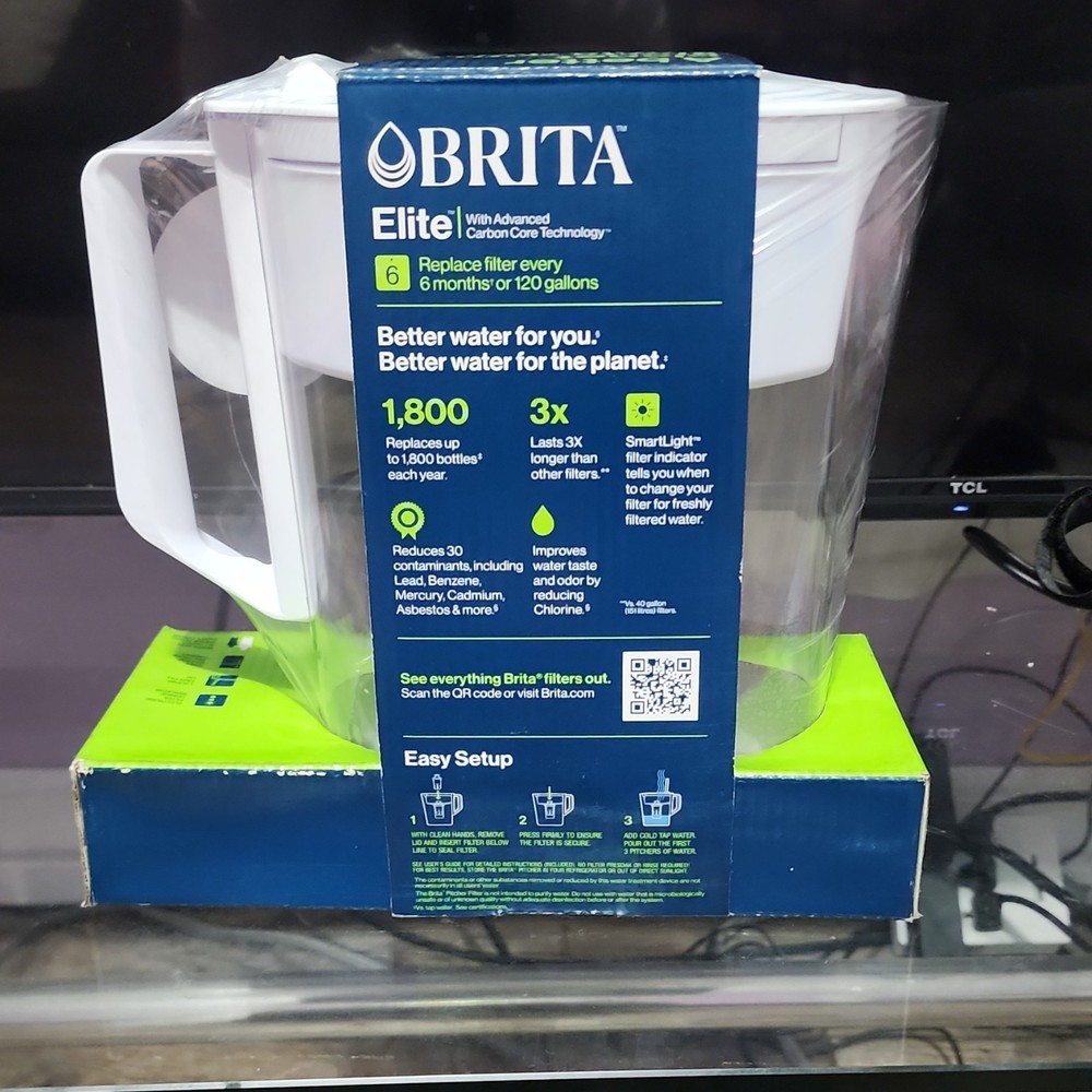 BRITA Elite Water Filter Pitcher 6 Cup Carbon Core Removes Lead, Chlorine