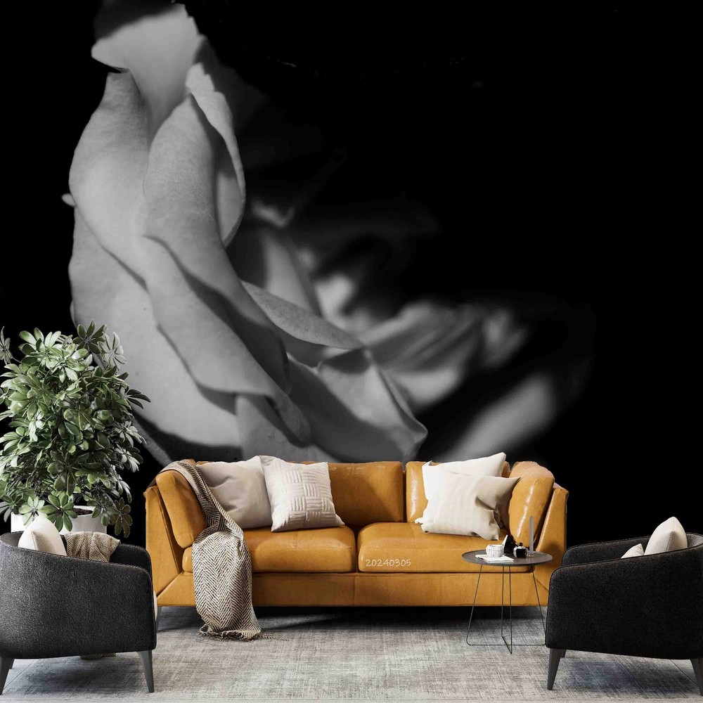 3D White Rose Plant Closeup Wall Murals Wallpaper Murals Wall Sticker