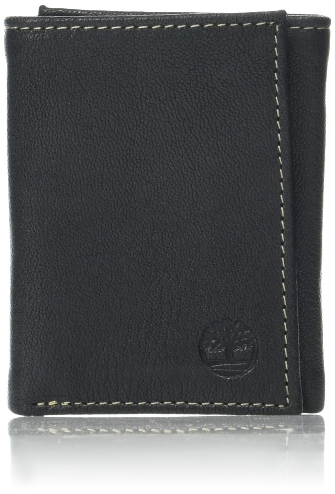 Men's Leather RFID Blocking Trifold Wallet, Black, One Size
