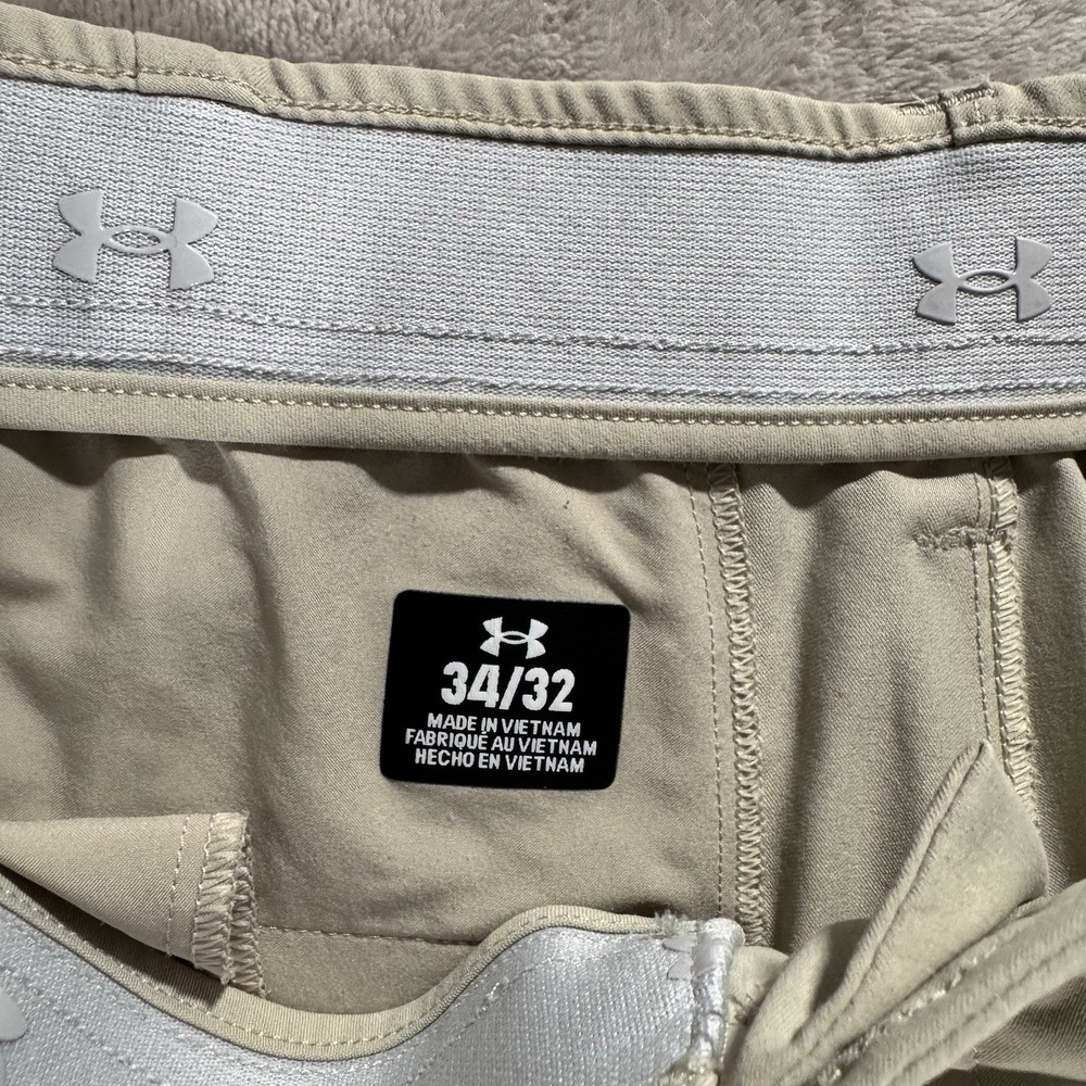 Under Armour Golf Pants Men's Size 34 x 30 Beige Performance Casual