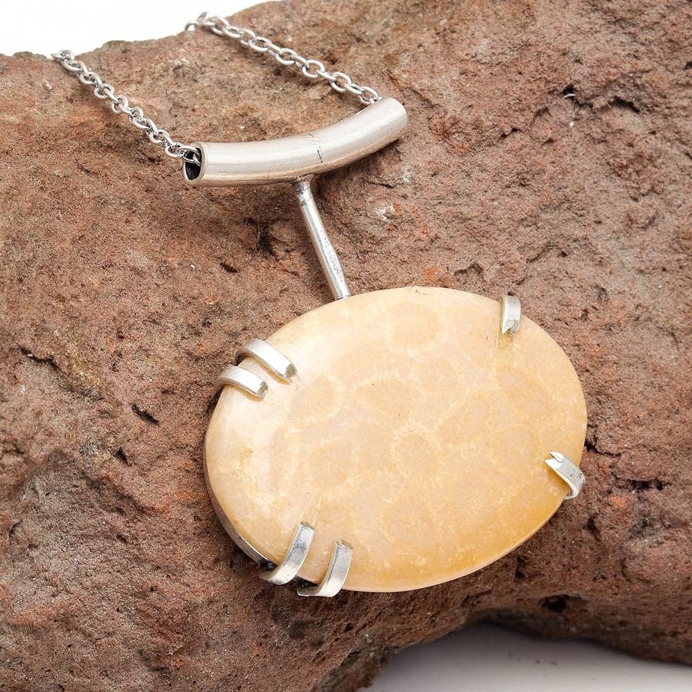 Yellow Austrelian Opal Gemstone Mother's Day Jewelry Necklace 20 in