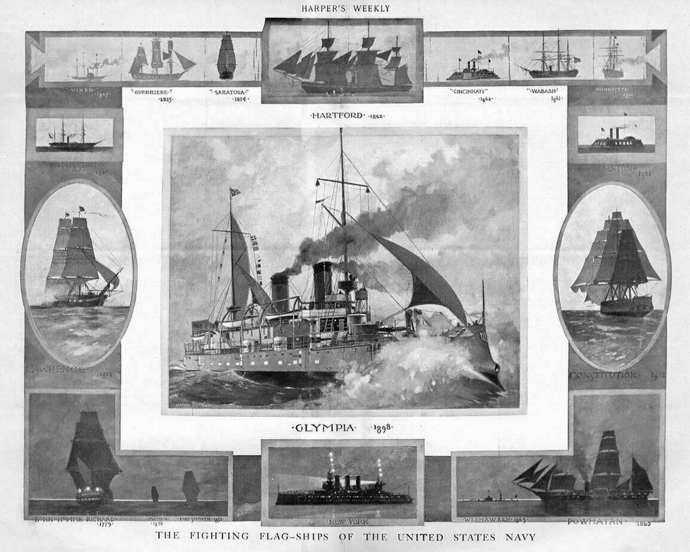 GUERRIERE SARATOGA CONSTITUTION FIGHTING FLAG SHIPS OF THE UNITED STATES NAVY