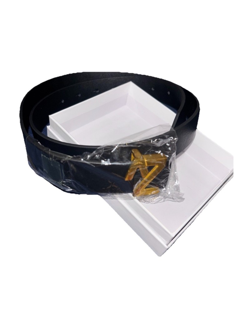 Zadig & Voltaire Black Dress Belt Gold Buckle Men's Metal Hardware