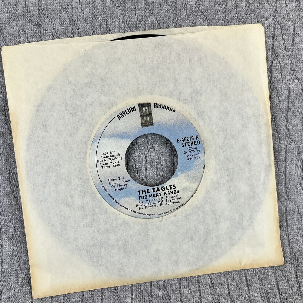 Vintage 45 RPM record the Eagles Asylum records rock ‘n’ roll rhythm and blues