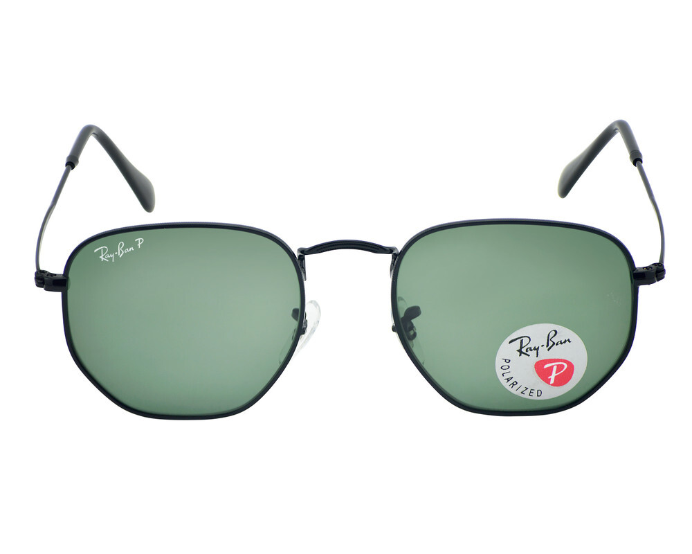 Ray-Ban Sunglasses RB3548N Hexagonal Flat Black Frame Green Classic Lens 51mm