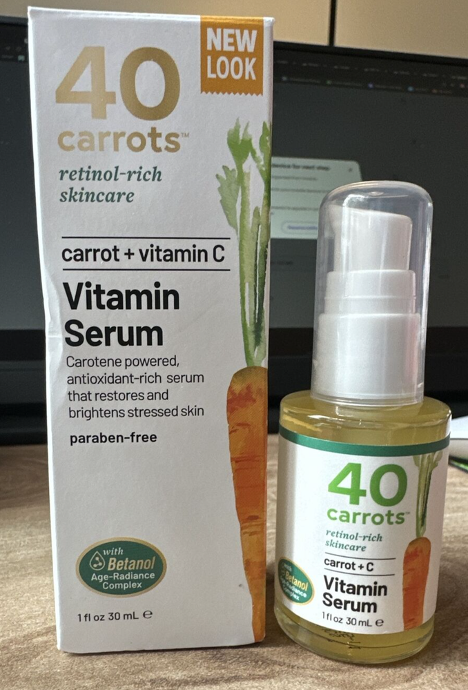 40 CARROTS+ CARROT + VITAMIN C VITAMIN SERUM 1 OZ New!
