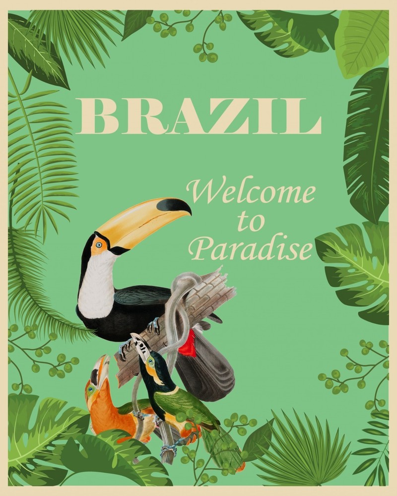 Welcome To Paradise Brazil Vintage Travel Poster Print