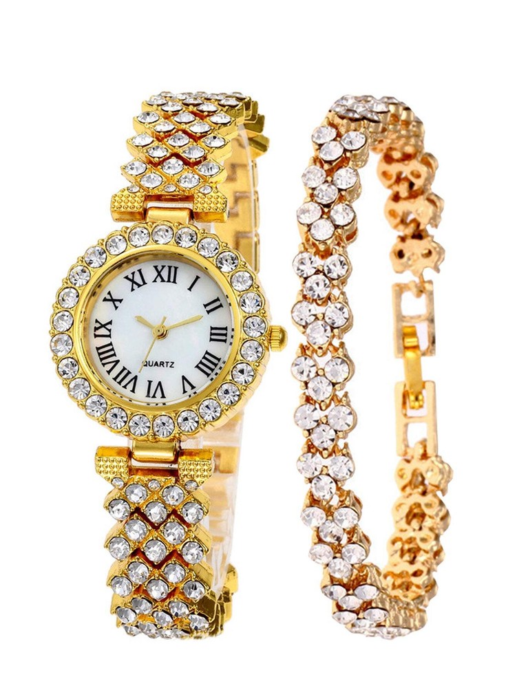 Elegant Waterproof Quartz Watch for Women with Diamond Dial and Jewelry Strap