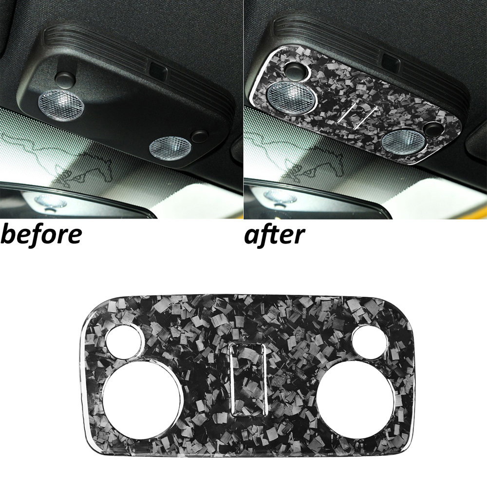 2Pcs Forged Carbon Fiber Roof Reading Light Panel Trim For Ford Mustang 2005-09