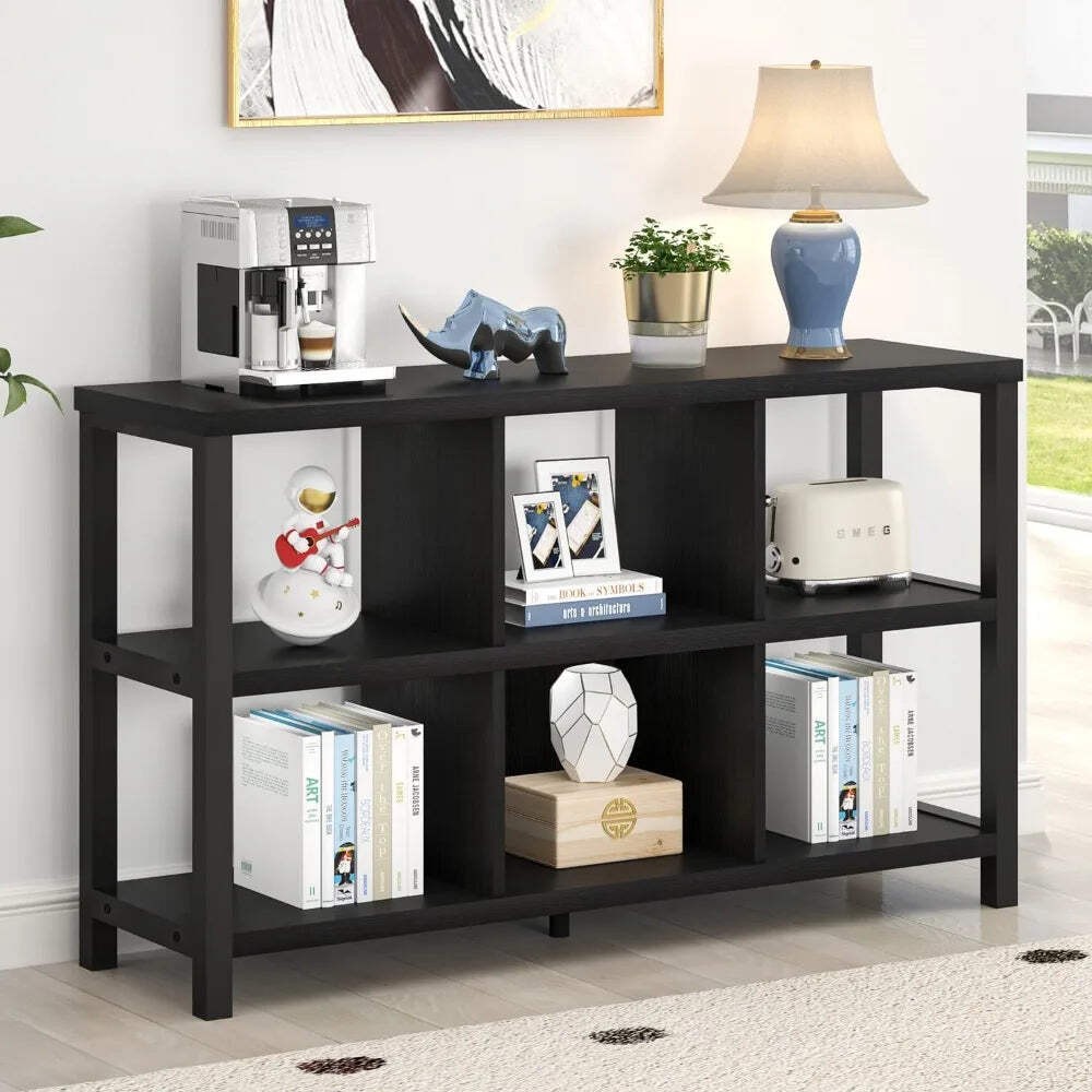 6 Cube Storage Organizer Bookcase in Wood & Metal for Home or Office