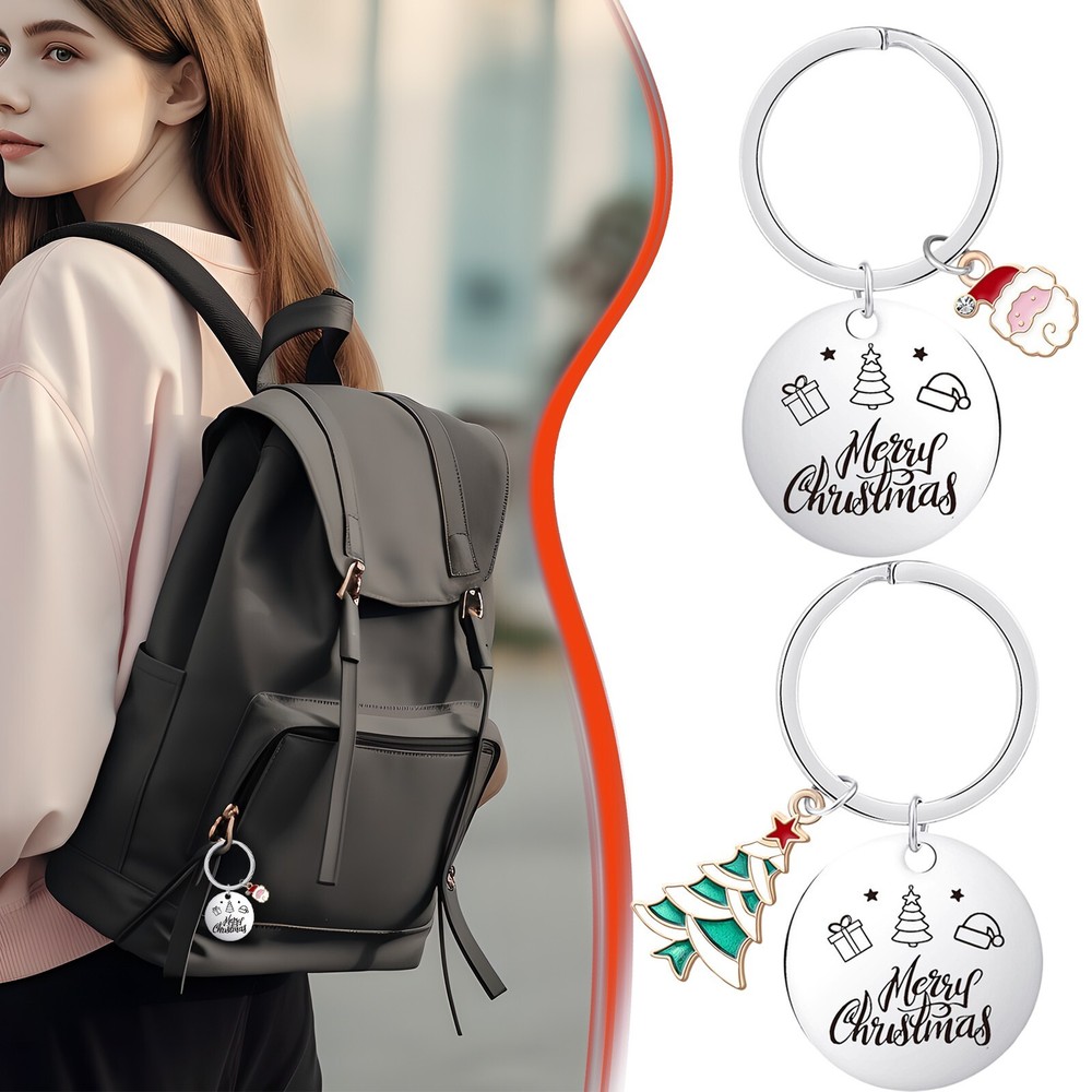 Christmas Decorations Hanging Stainless Keychain Pendant Stylish Accessory Gift