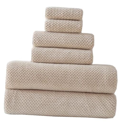 30x60 Inch Extra Large Super Soft Bath Towel Set - 6PCS Beige
