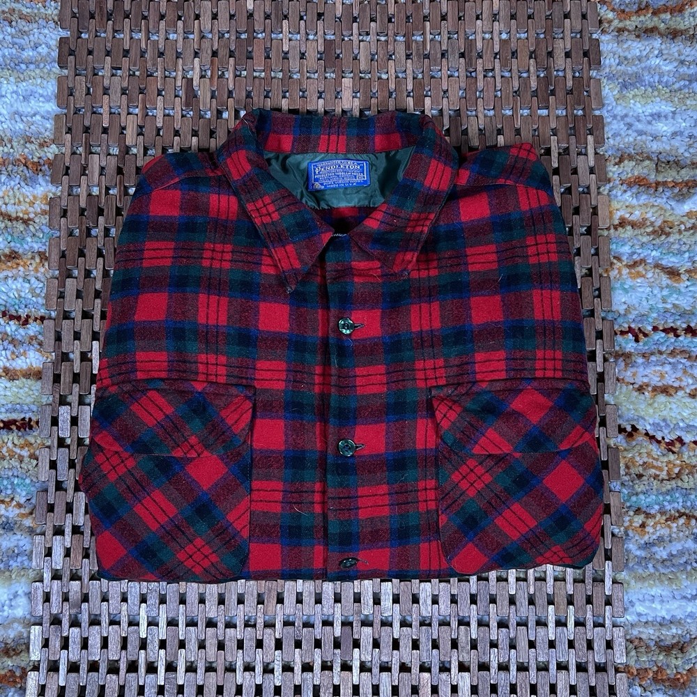 Pendleton Board Shirt Hay Tartan Plaid Wool Button Down Red Men’s Size XL