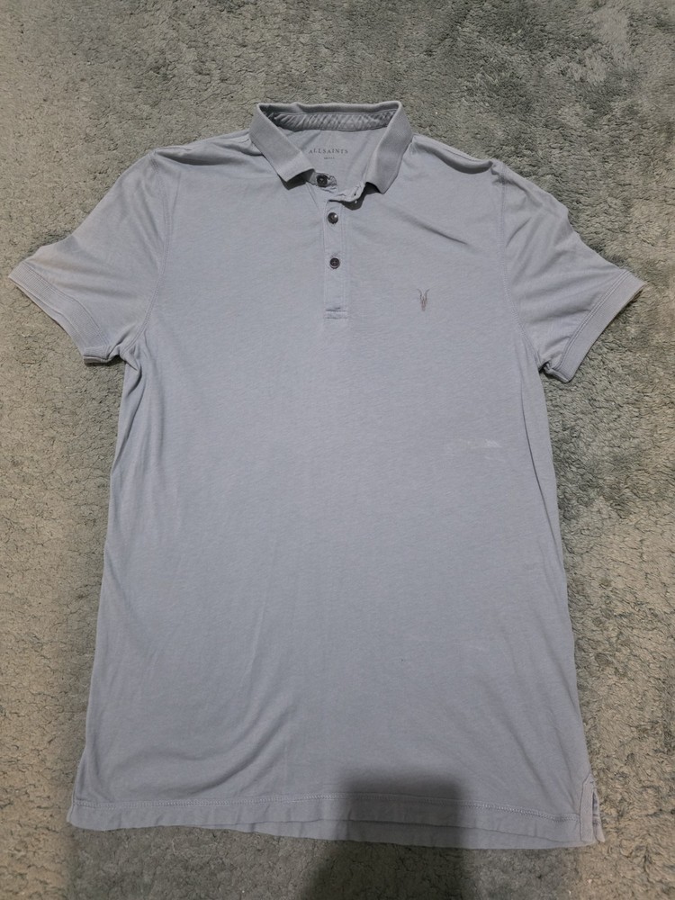 AllSaints Men's Grey Polo Shirt Size Small
