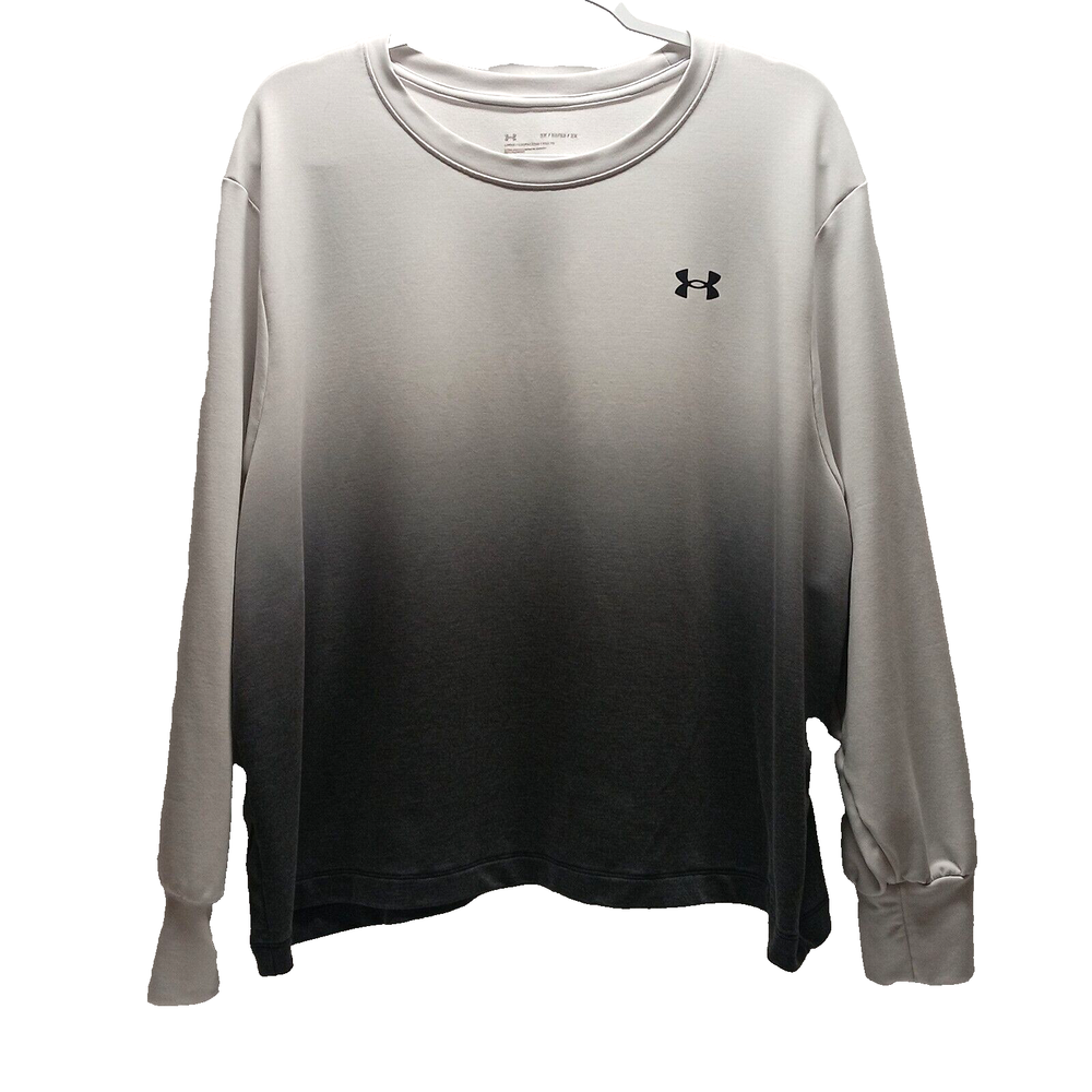 Under Armour UA Women's Rival Terry Radiant Crew 2X Plus Gray Crop Loose Fit Top