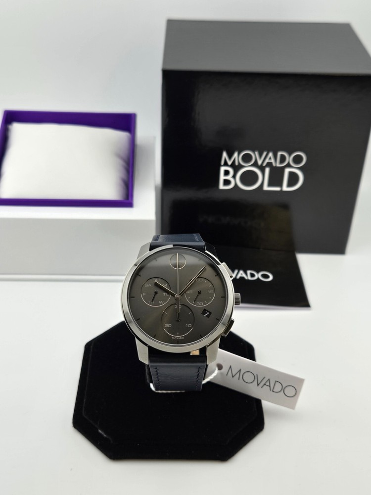Movado Men's Bold Chronograph Leather Band Watch - 3600720 ($650 MSRP)