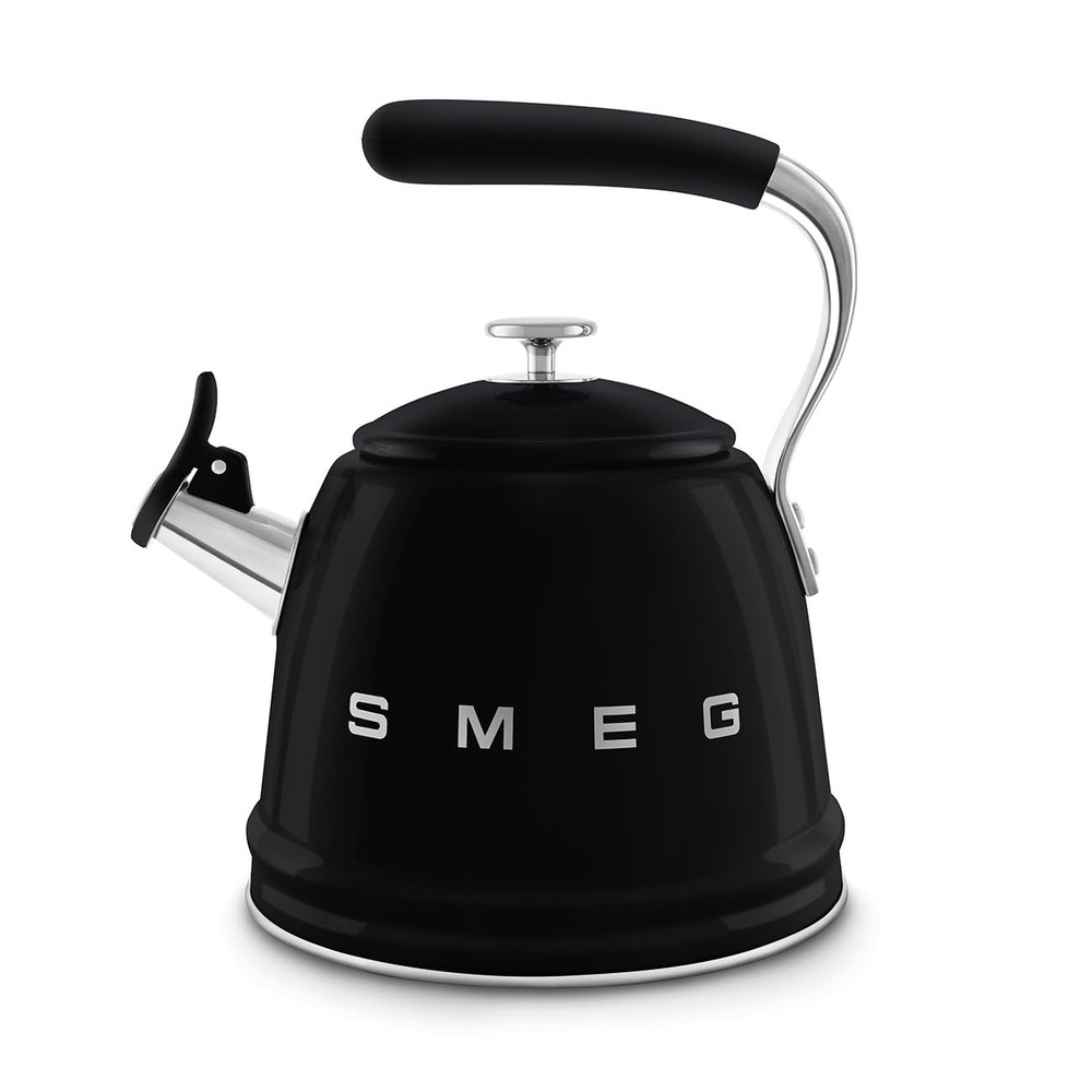 SMEG Retro 2.4Qt Black Whistling Stovetop Kettle