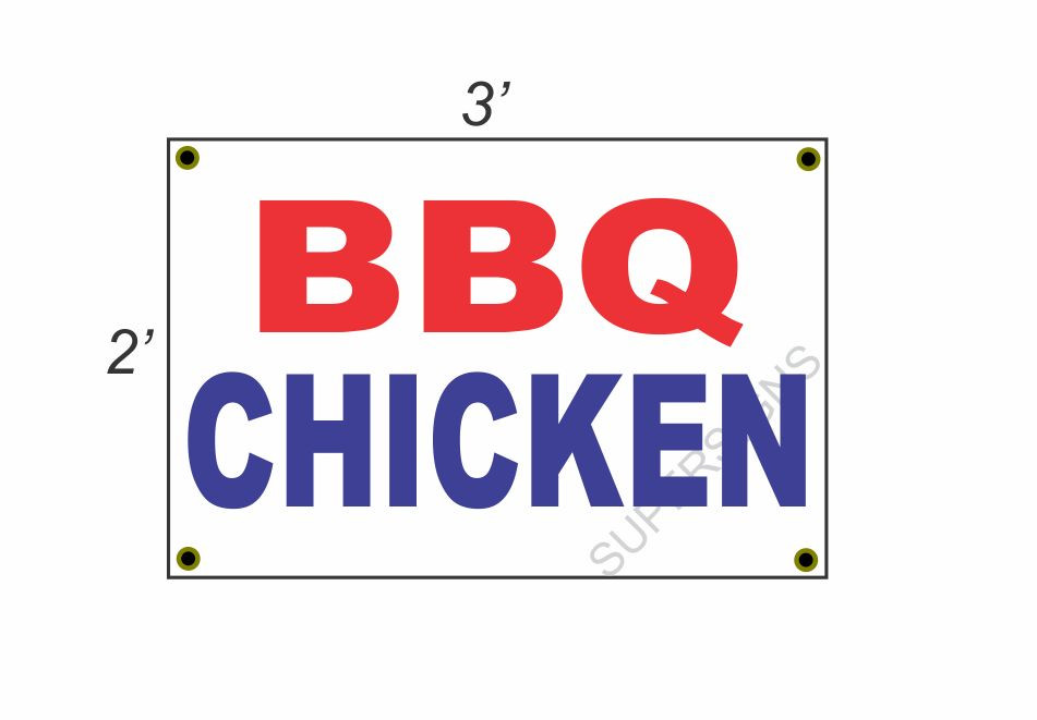 2x3 BBQ Chicken Red White Blue Banner Sign New Discount Size Price