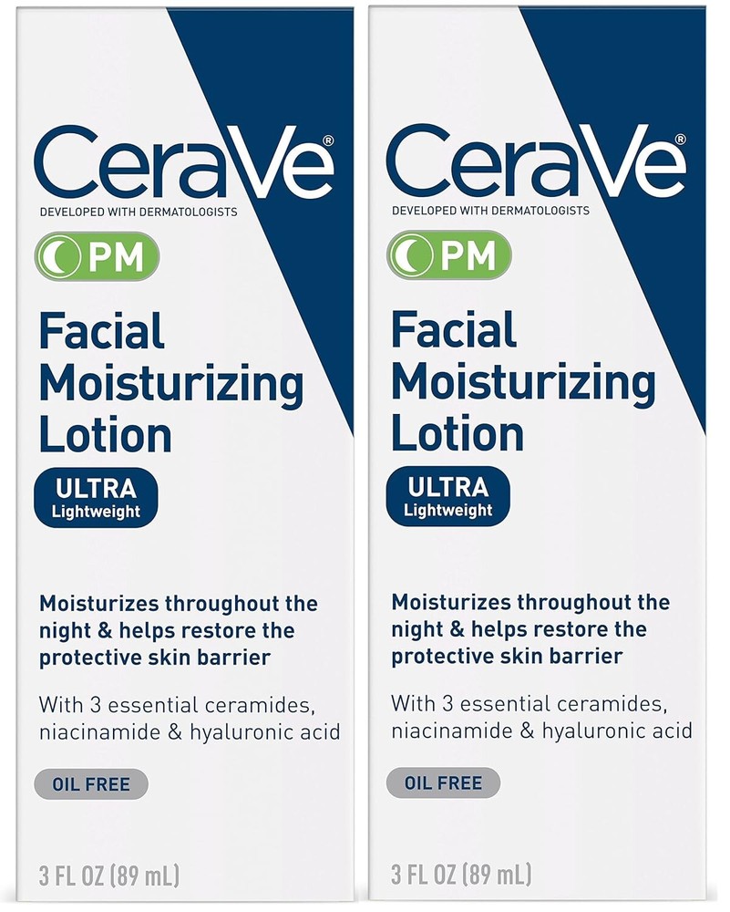 2 Pack CeraVe PM Facial Moisturizer 3 oz Ultra Lightweight USA Shipping