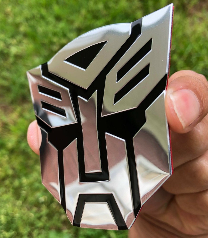 (2 PCS) ALUMINUM Transformers Autobots Optimus Prime Car Sticker Decal Emblem