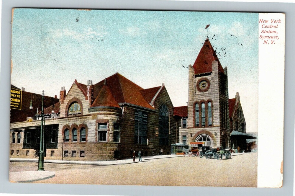 Syracuse NY-New York, New York Central Station c1909 Vintage Souvenir Postcard