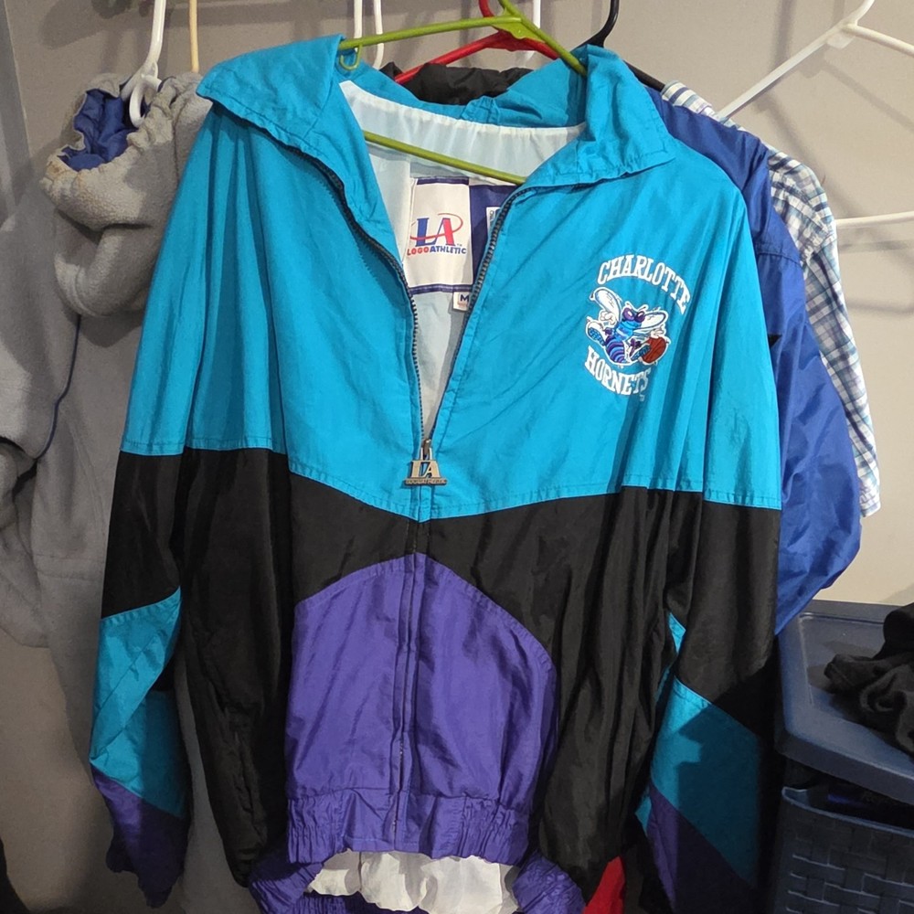 Logo Athletic Charlotte Hornets NBA Jacket M Teal Black Purple Official Licensed