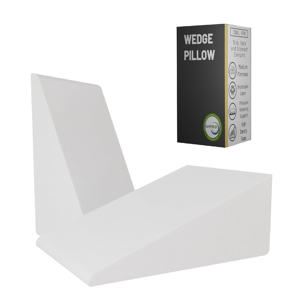 Elevated Bed Wedge Pillow for Back Support & Pain Relief - Acid Reflux, Neck & Leg Comfort, Reduces Snoring