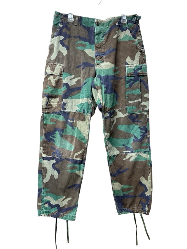 VTG Woodland Camo Cargo Pants US Military Army 90s Grunge Size 33x29 Adjustable