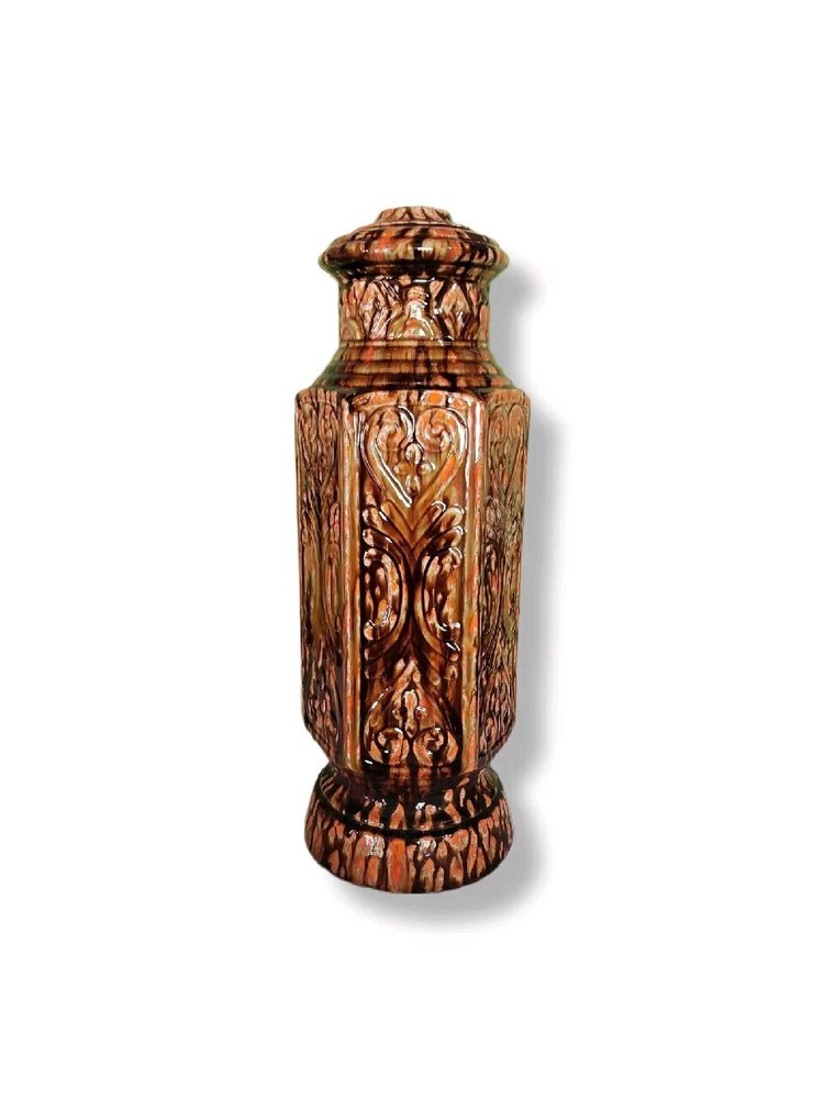 Tall Vintage 60s 70s Lamp Base Glazed Brown Orange