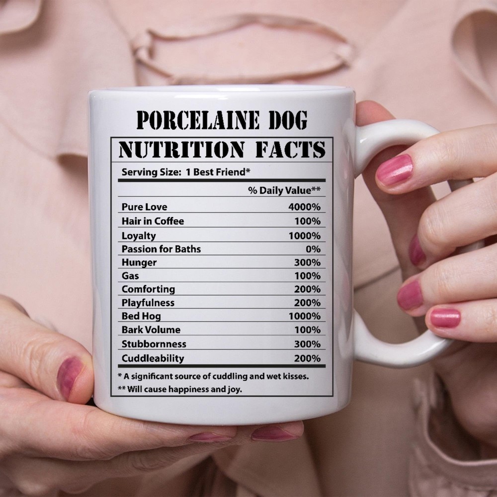 Funny Porcelaine Dog Gifts Nutritional Facts White Coffee Mug