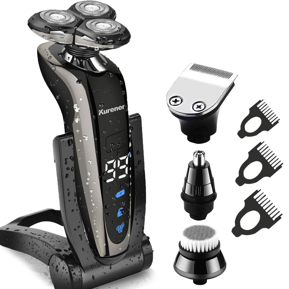 Electric Shaver Razor for Men Rechargeable 100% Waterproof Rotary for Shaving...