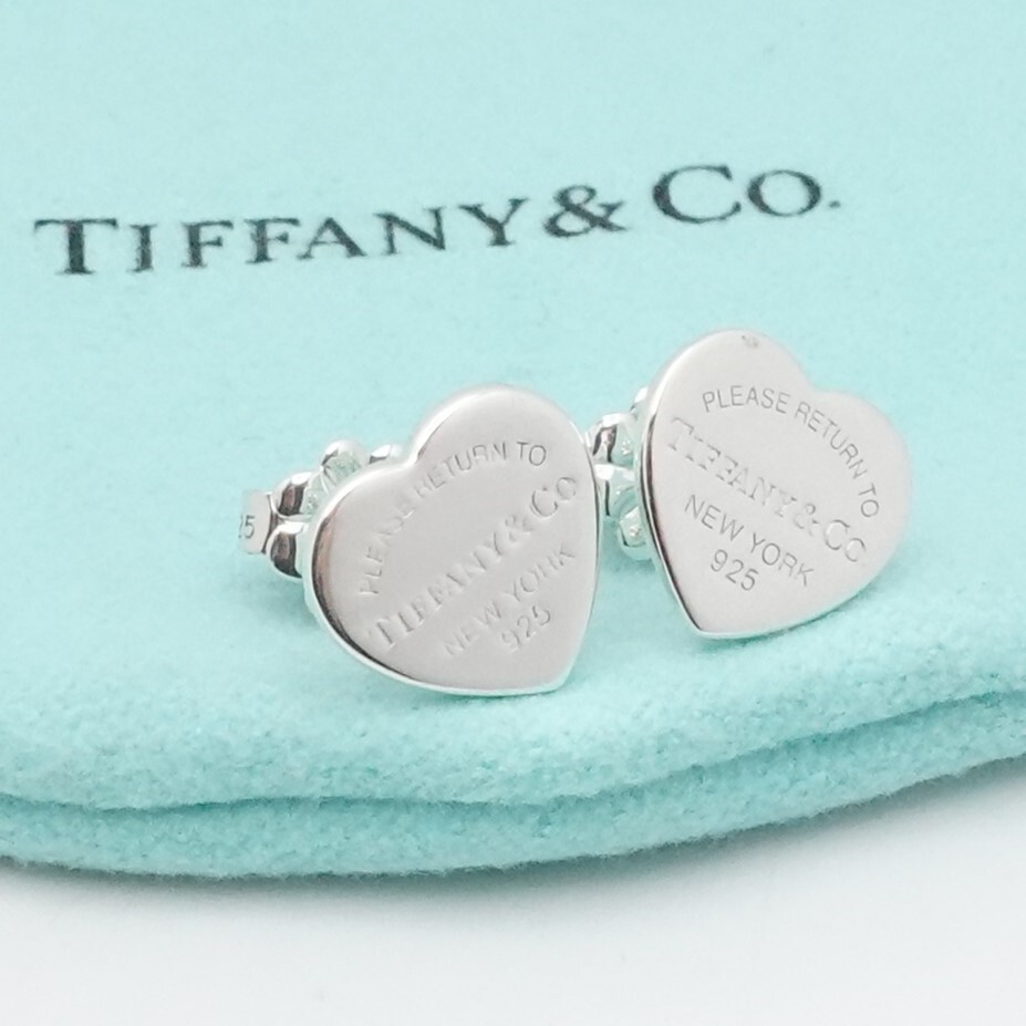 Tiffany & Co. Return To Sterling Silver Heart Tag Mini Stud Earrings