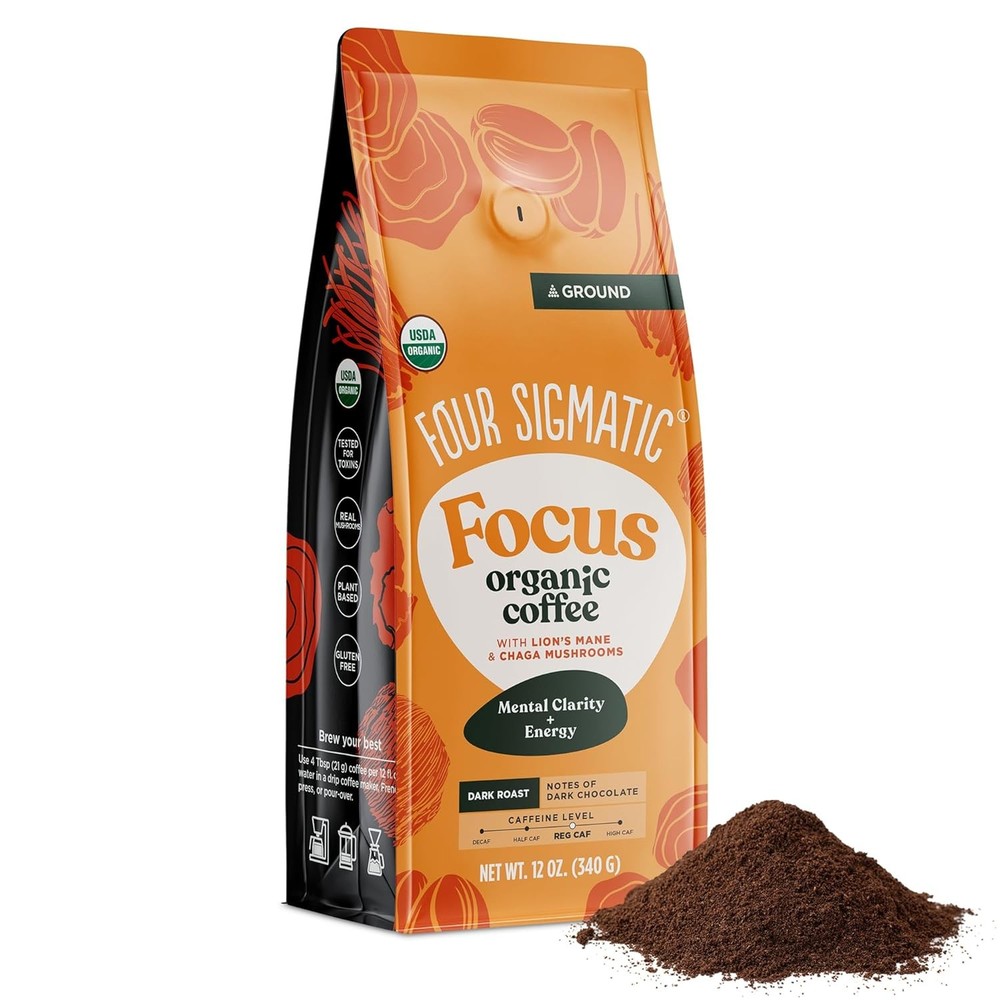 Four Sigmatic Focus Mushroom Coffee | Organic Ground with Lion's Mane...